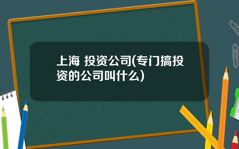 上海 投资公司(专门搞投资的公司叫什么)